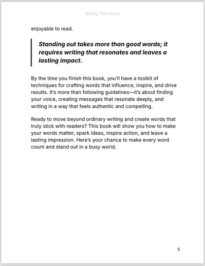 Writing that sticks E-book