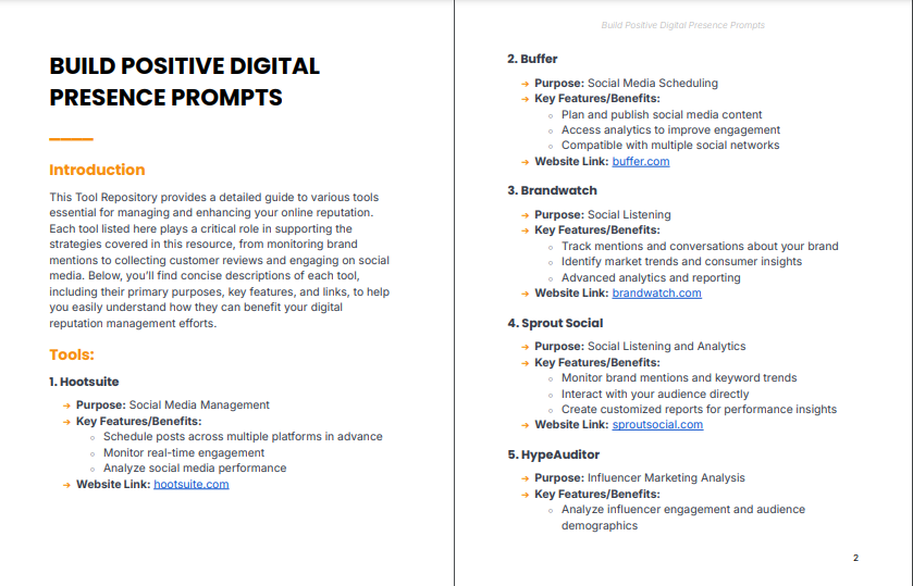 Build Positive Digital Presence Ebook + Free 5 Extra Tools